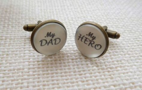 Silver Effect My DAD, My HERO cufflinks