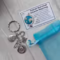 Travel Survival Charm KEYRING with St Christopher charm. Handmade good luck gift for traveller, travel gift, good luck on your travels. - 