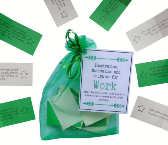 Work Quotes of Inspiration, Motivation and Laughter for Work - 31 handmade inspirational messages in organza bag